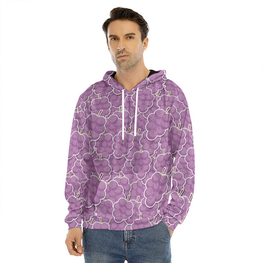 Cute Grape Pattern Print Men's Velvet Pullover Hoodie