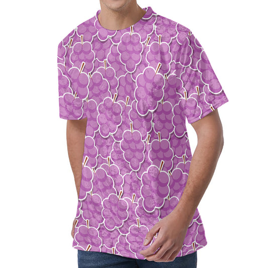 Cute Grape Pattern Print Men's Velvet T-Shirt