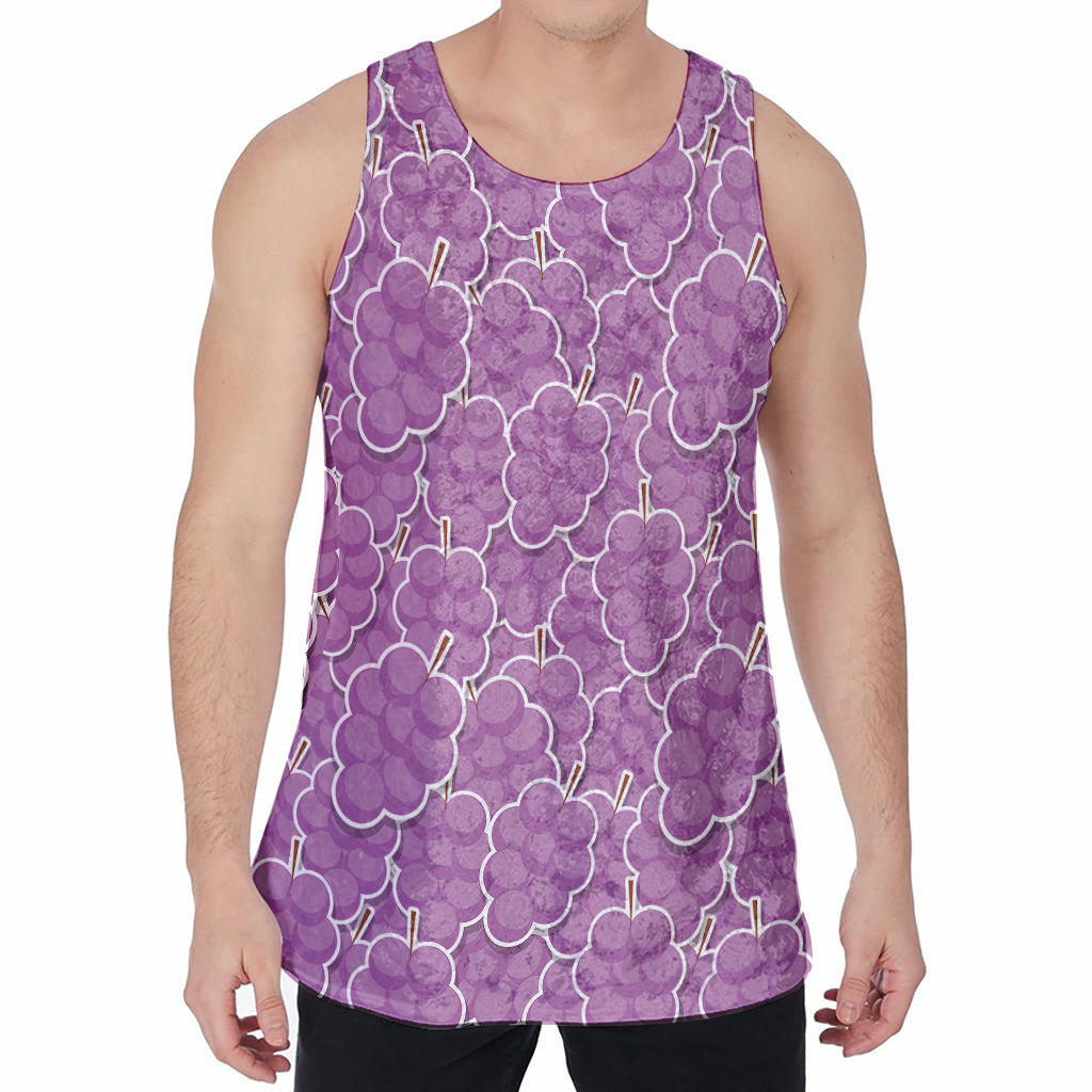 Cute Grape Pattern Print Men's Velvet Tank Top