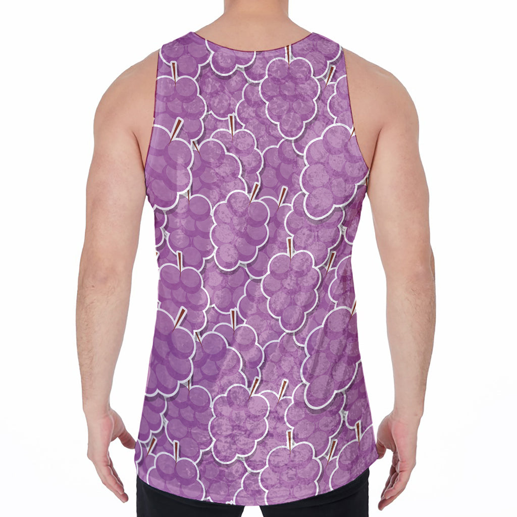 Cute Grape Pattern Print Men's Velvet Tank Top