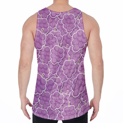 Cute Grape Pattern Print Men's Velvet Tank Top