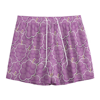 Cute Grape Pattern Print Mesh Shorts