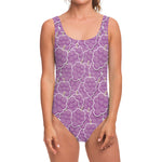 Cute Grape Pattern Print One Piece Swimsuit