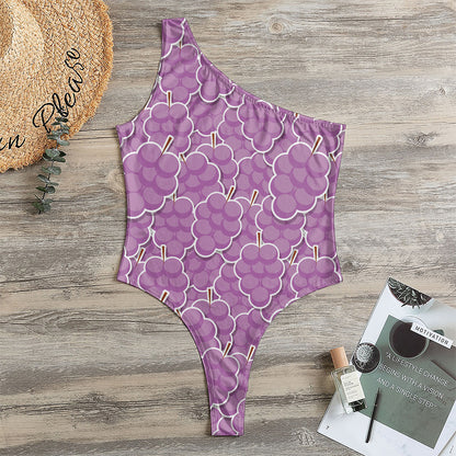 Cute Grape Pattern Print One Shoulder Bodysuit