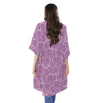 Cute Grape Pattern Print Open Front Beach Cover Up
