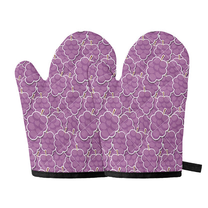 Cute Grape Pattern Print Oven Mitts
