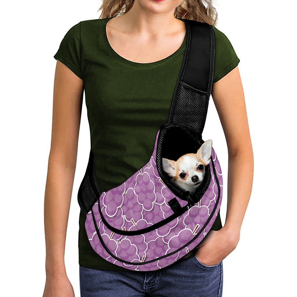 Cute Grape Pattern Print Pet Sling Carrier