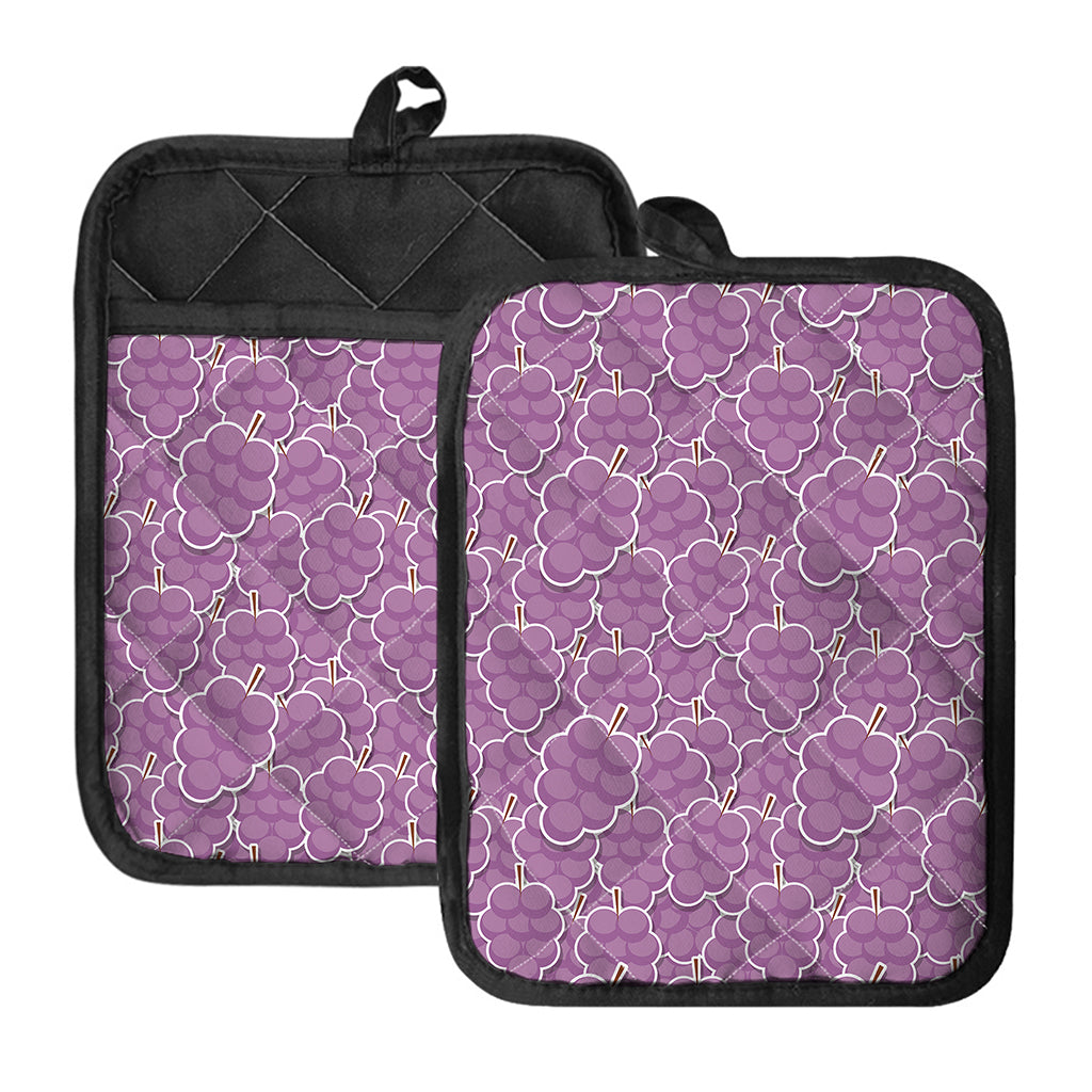 Cute Grape Pattern Print Pot Holders With Pocket