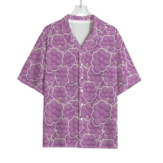 Cute Grape Pattern Print Rayon Hawaiian Shirt
