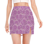 Cute Grape Pattern Print Side Slit Mini Skirt