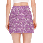 Cute Grape Pattern Print Side Slit Mini Skirt