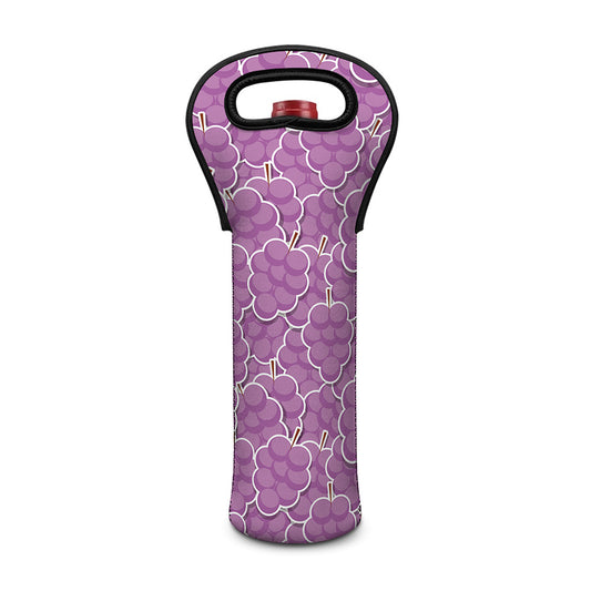 Cute Grape Pattern Print Single Neoprene Wine Tote