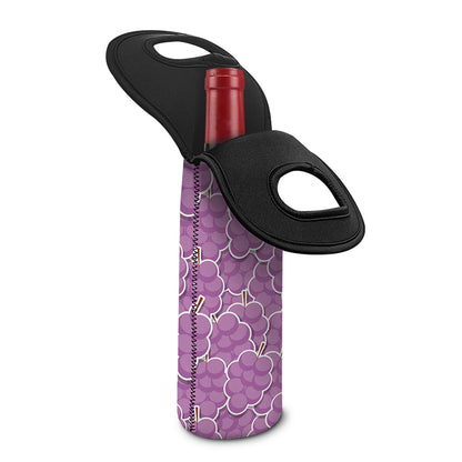 Cute Grape Pattern Print Single Neoprene Wine Tote