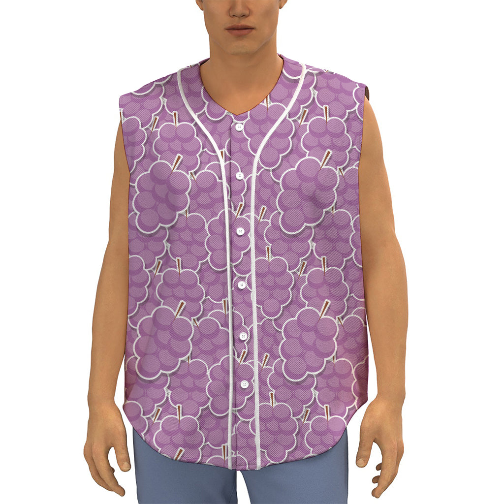 Cute Grape Pattern Print Sleeveless Baseball Jersey
