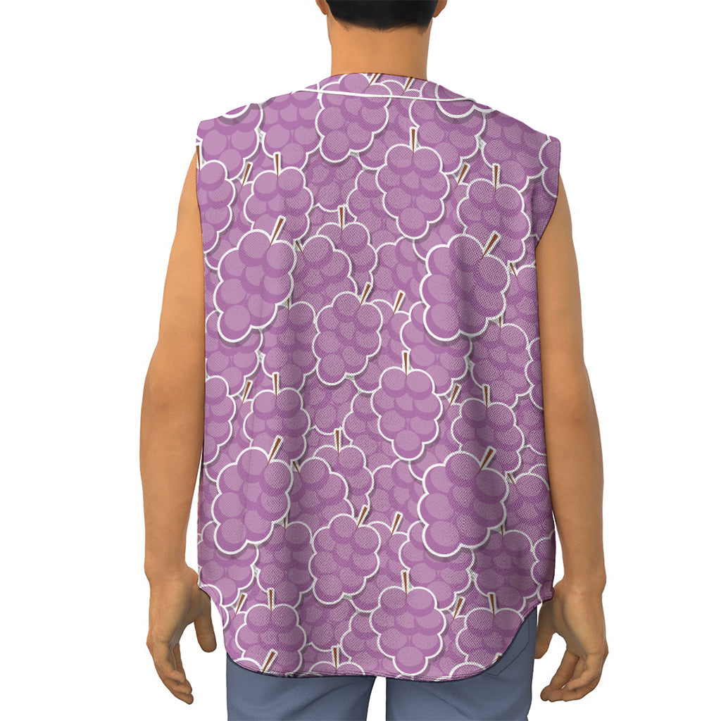 Cute Grape Pattern Print Sleeveless Baseball Jersey