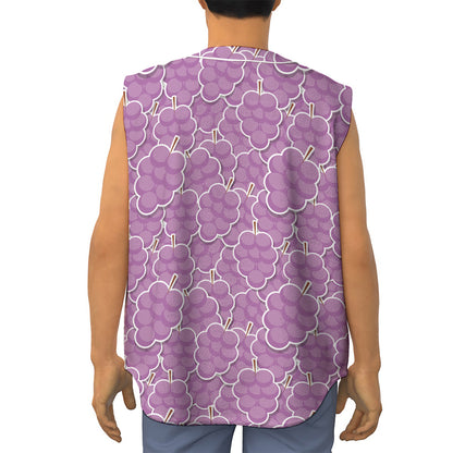 Cute Grape Pattern Print Sleeveless Baseball Jersey