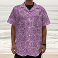 Cute Grape Pattern Print Textured Short Sleeve Shirt