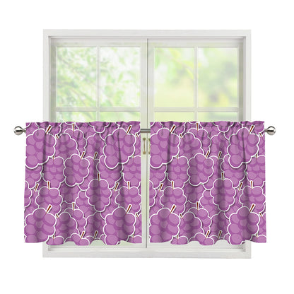 Cute Grape Pattern Print Tier Curtains