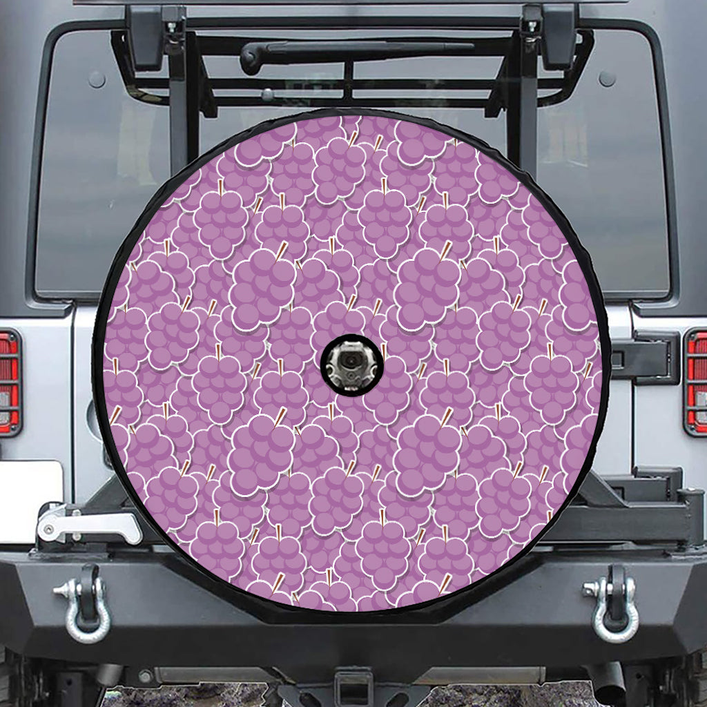 Cute Grape Pattern Print Tire Cover With Camera Hole