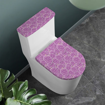 Cute Grape Pattern Print Toilet Lid And Tank Cover Set