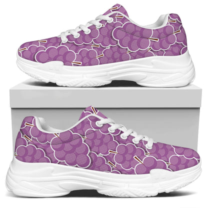 Cute Grape Pattern Print White Chunky Shoes