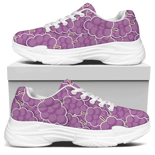 Cute Grape Pattern Print White Chunky Shoes