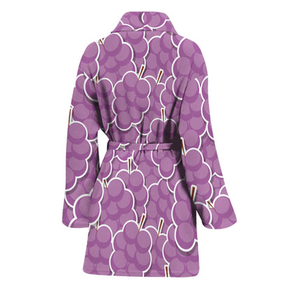 Cute Grape Pattern Print Women's Bathrobe