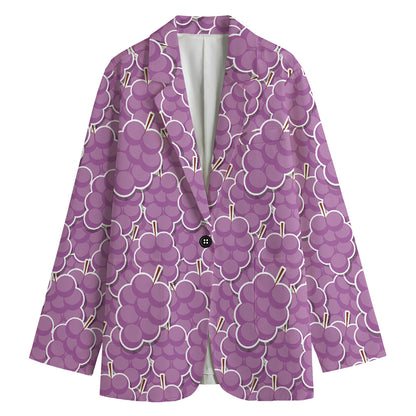 Cute Grape Pattern Print Women's Blazer