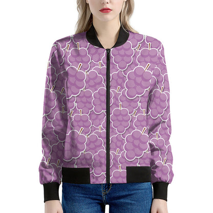 Cute Grape Pattern Print Women's Bomber Jacket