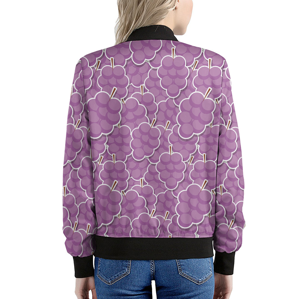 Cute Grape Pattern Print Women's Bomber Jacket