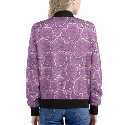 Cute Grape Pattern Print Women's Bomber Jacket