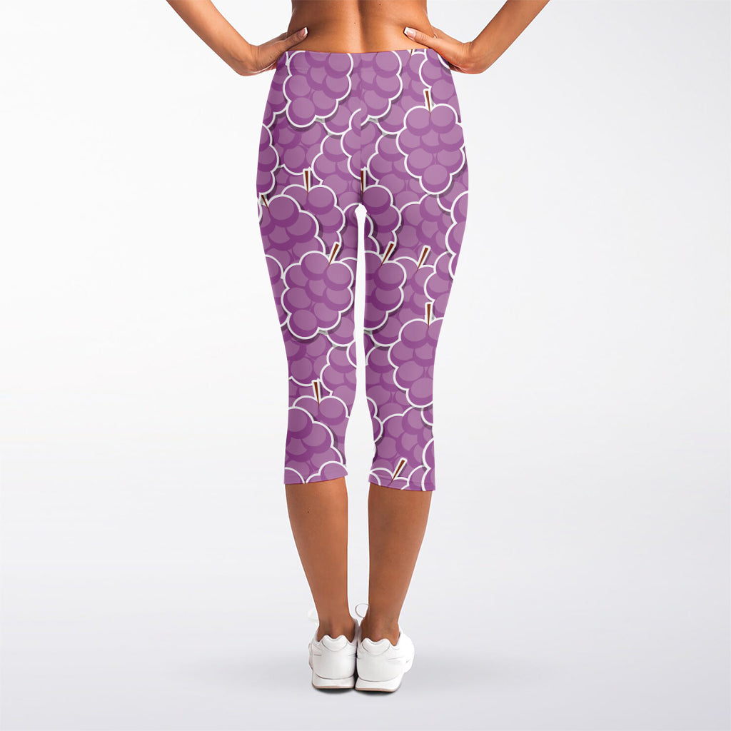 Cute Grape Pattern Print Women's Capri Leggings