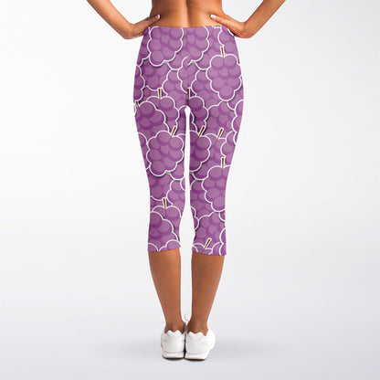 Cute Grape Pattern Print Women's Capri Leggings