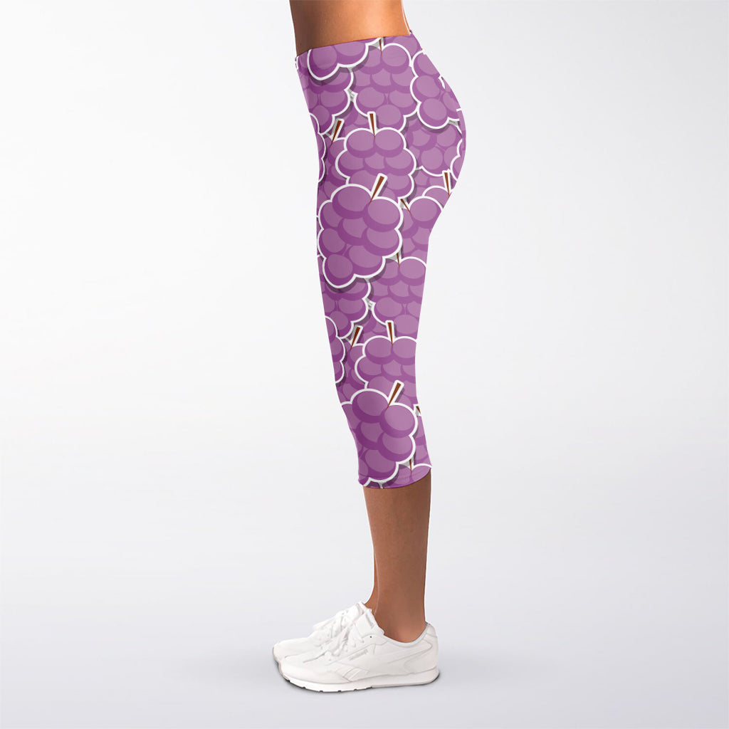 Cute Grape Pattern Print Women's Capri Leggings