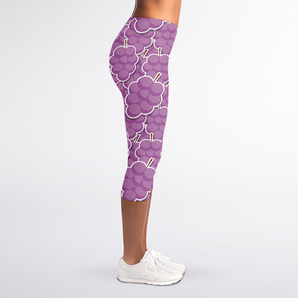 Cute Grape Pattern Print Women's Capri Leggings