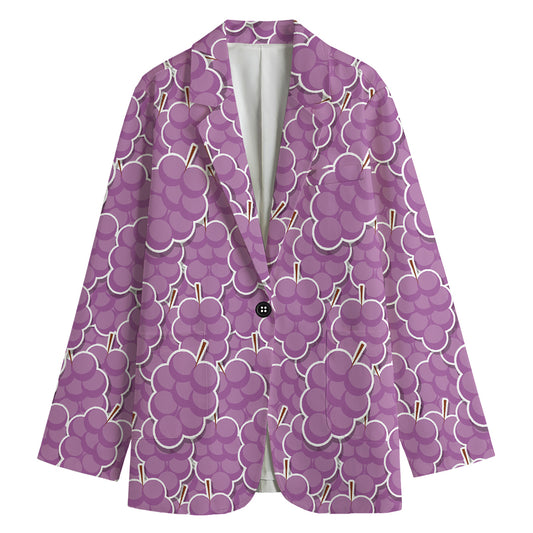 Cute Grape Pattern Print Women's Cotton Blazer