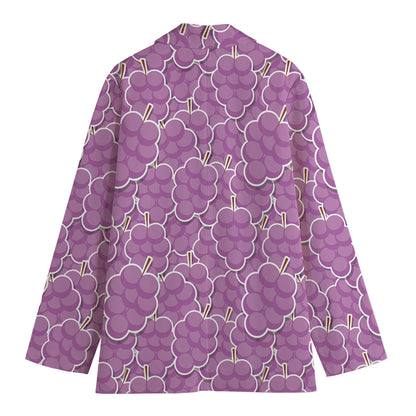 Cute Grape Pattern Print Women's Cotton Blazer