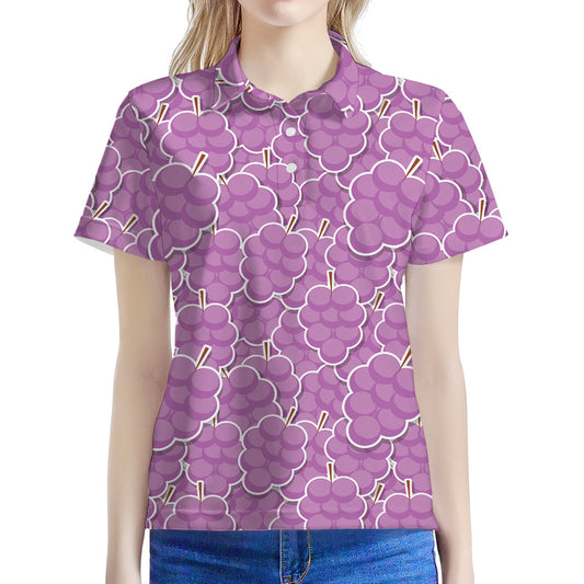 Cute Grape Pattern Print Women's Polo Shirt