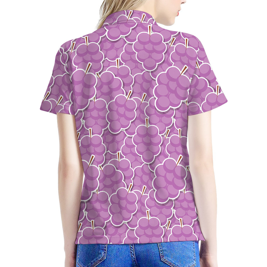 Cute Grape Pattern Print Women's Polo Shirt
