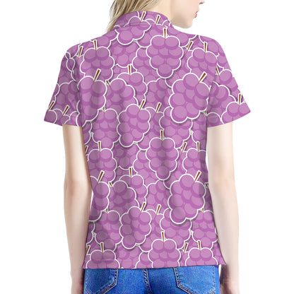 Cute Grape Pattern Print Women's Polo Shirt