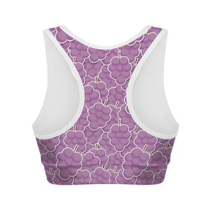 Cute Grape Pattern Print Women's Sports Bra