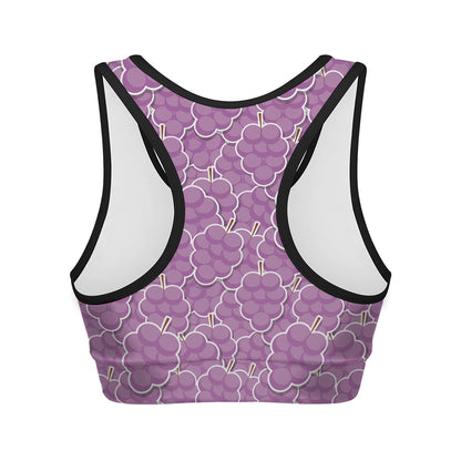 Cute Grape Pattern Print Women's Sports Bra