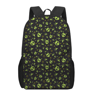 Cute Green Alien Pattern Print 17 Inch Backpack