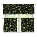 Cute Green Alien Pattern Print 3 Piece Kitchen Curtains