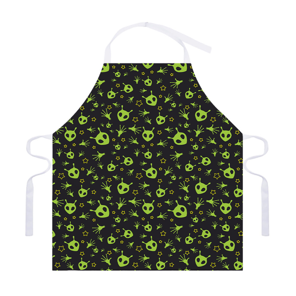 Cute Green Alien Pattern Print Adjustable Apron