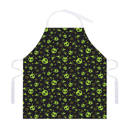 Cute Green Alien Pattern Print Adjustable Apron