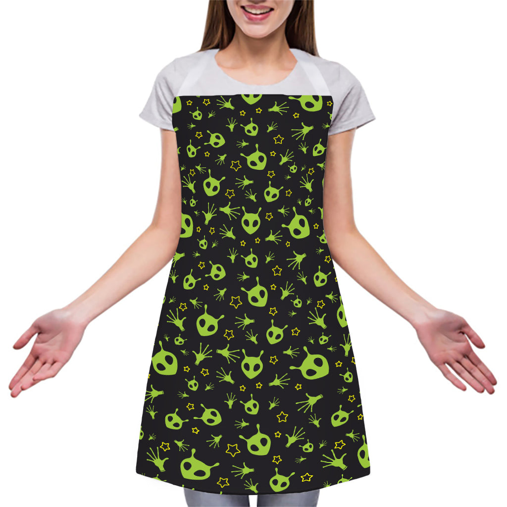 Cute Green Alien Pattern Print Adjustable Apron
