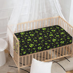 Cute Green Alien Pattern Print Baby Crib Sheet