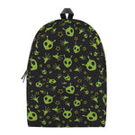 Cute Green Alien Pattern Print Backpack