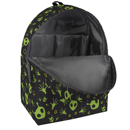 Cute Green Alien Pattern Print Backpack